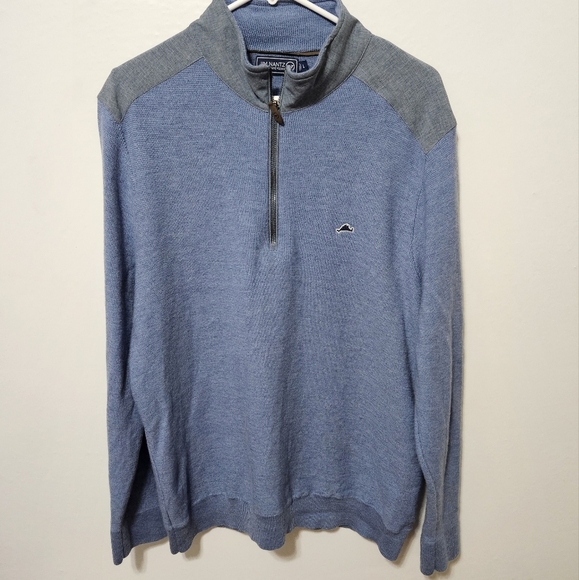 Vineyard Vines Jim Nantz Grant Merino Wool Half Zip Pullover Blue Sweater L B10 - Picture 1 of 6